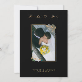 ラグジュアリーフェイクゴールデン枝ファンシー書道 サンキューカード