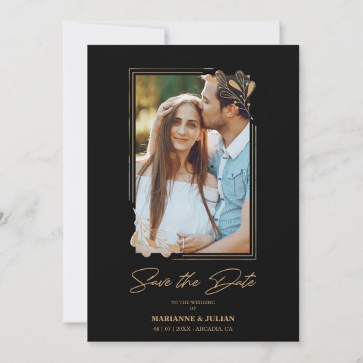 ラグジュアリーフェイクゴールデン枝ファンシー書道 セーブザデート (正面)