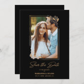 ラグジュアリーフェイクゴールデン枝ファンシー書道 セーブザデート (正面/裏面)