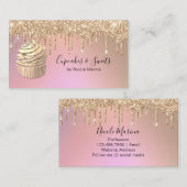 ラグジュアリーフェイクバラ金ゴールドグリッタードリップスカケーキスイーツ 名刺 (正面/裏面)