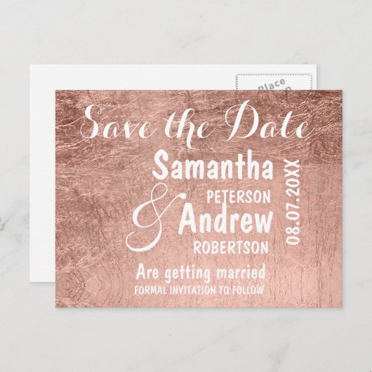 ラグジュアリーフェイクバラ金ゴールドリーフは日付を保存 案内ポストカード (正面/裏面)