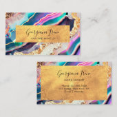 ラグジュアリーフェイクマーブルゲート金ゴールドレカラフルインボー 名刺 (正面/裏面)