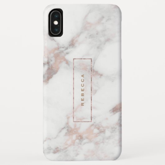 ラグジュアリーフェイクマーブルバラ-金ゴールドアクセントMonogram Case-Mate iPhoneケース (裏面)