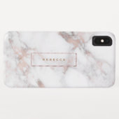 ラグジュアリーフェイクマーブルバラ-金ゴールドアクセントMonogram Case-Mate iPhoneケース (裏面(横))