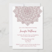 ラグジュアリーフェイクローズ金ゴールドマンダラホワイトベビーシャワー 招待状 (正面)