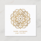 ラグジュアリーフェイク金ゴールドグリッターボホマンダラホワイト スクエア名刺 (正面)