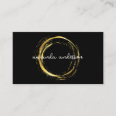 ラグジュアリーフェイク金ゴールドサークルブラック名刺 名刺 (正面)