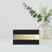 ラグジュアリーフェイク金ゴールドヒョウのテクスチャストライプ 名刺 (スタンド正面)