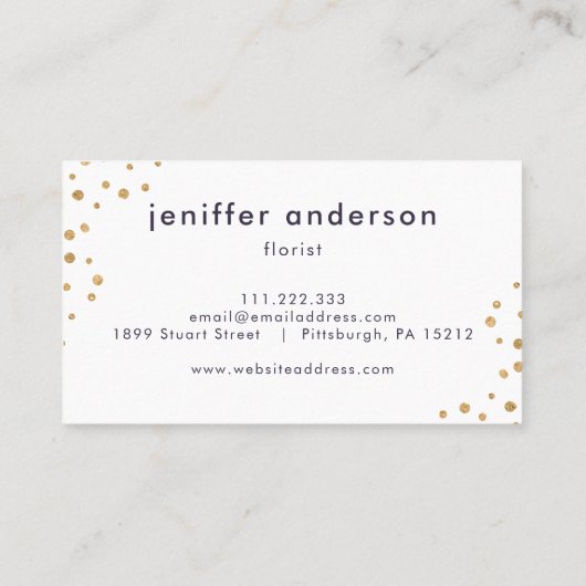 ラグジュアリーフェイク金ゴールドフローラパープルプロフェッショナル 名刺 (裏面)