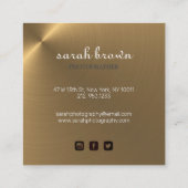 ラグジュアリーフェイク金ゴールドブラッシングメタルクリーム大理石ドリップ スクエア名刺 (裏面)