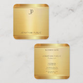 ラグジュアリーフェイク金ゴールドプレミアムシルク完エレガント了 スクエア名刺 (正面/裏面)