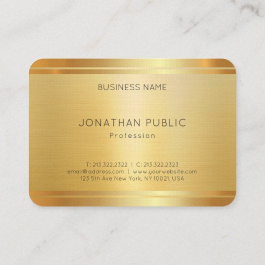 ラグジュアリーフェイク金ゴールドプレミアムリネンプロフェッショナル 名刺 (裏面)