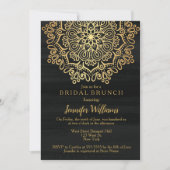 ラグジュアリーフェイク金ゴールドマンダラブラックブライダルブランチ 招待状 (正面)