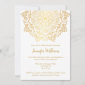 ラグジュアリーフェイク金ゴールドマンダラホワイトベビーシャワー 招待状 (正面)