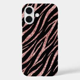 ラグジュアリーフェミニンブラックバラ金ゴールドクラシーゼブラプリント iPhone 16ケース