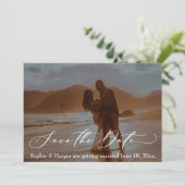 ラグジュアリーフォントロマンチックな写真Save the Date Card 招待状 (スタンド正面)