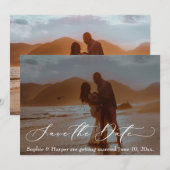 ラグジュアリーフォントロマンチックな写真Save the Date Card 招待状 (正面/裏面)