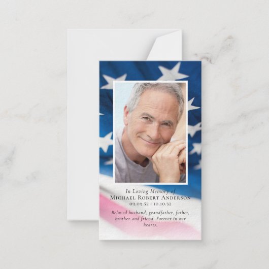 ラグジュアリーフラッグフォトメモリアル祈りの言葉カード ノートカード (正面)