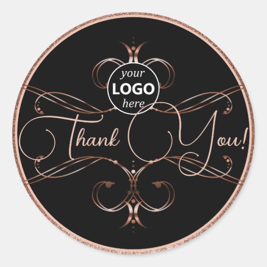 ラグジュアリーフラリッシュバラ金ゴールドサンキューラベルロゴ ラウンドシール (正面)