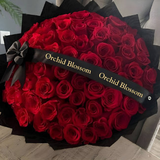 ラグジュアリーフラワービジネスブランドブラック金ゴールド サテンリボン