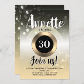 ラグジュアリーフリッターのスパークリー誕生日パーティー 招待状 (正面/裏面)