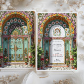 ラグジュアリーフローラアーチ結婚アールヌーボー 招待状