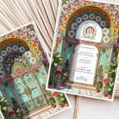 ラグジュアリーフローラアーチ結婚アールヌーボー 招待状