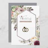ラグジュアリーフローラアート結婚式招待状 招待状 (正面/裏面)