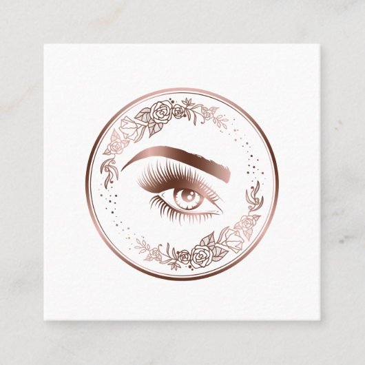 ラグジュアリーフローラバラ金ゴールドラッシュサークルアイズブロー スクエア名刺 (正面)