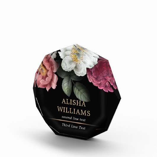 ラグジュアリーフローラブラック金ゴールド パーソナライズされた フォトブロック (右)