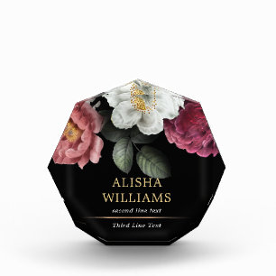 ラグジュアリーフローラブラック金ゴールド パーソナライズされた フォトブロック