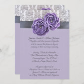 ラグジュアリーフローララベンダーリボンベルトウェディング招待 招待状 (正面/裏面)