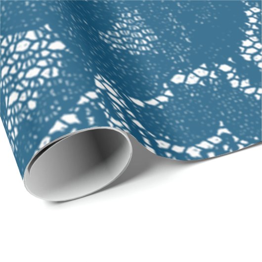 ラグジュアリーフローラレースティール（緑がかった色）ブルーネイビー水中競技 ラッピングペーパー (ロールコーナー)