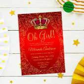 ラグジュアリーフローラ王室の金ゴールドレッドベビーシャワー 招待状