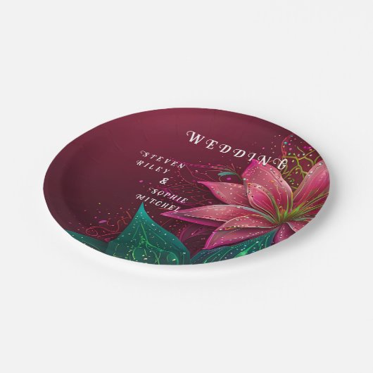 ラグジュアリーフローラ結婚式招待状スイート ペーパープレート (アングル)