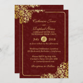 ラグジュアリーフローラ金ゴールドレースRSVP結婚式招待状 招待状 (正面/裏面)