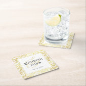 ラグジュアリーフローリッシュシックな冬の白と金ゴールド結婚ズ スクエアペーパーコースター (インサイチュ)