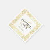 ラグジュアリーフローリッシュシックな冬の白と金ゴールド結婚ズ スタンダードカクテルナプキン (角)
