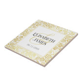 ラグジュアリーフローリッシュシックな冬の白と金ゴールド結婚ズ タイル (側面)