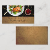 ラグジュアリーフードシェフケータリングブラック&金ゴールド大理石 名刺 (正面/裏面)