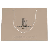 ラグジュアリーブティックブランドアドロゴベージュニュートラルカラー ラージペーパーバッグ (正面)