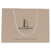 ラグジュアリーブティックブランドアドロゴベージュニュートラルカラー ラージペーパーバッグ (裏面)
