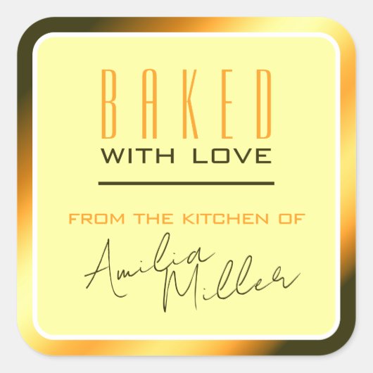 ラグジュアリーブライトオレンジグラデーション色グラデーションベーキング スクエアシール (正面)