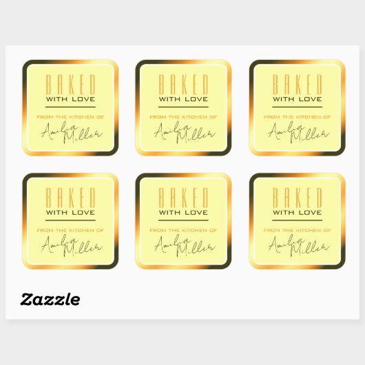 ラグジュアリーブライトオレンジグラデーション色グラデーションベーキング スクエアシール (シート)