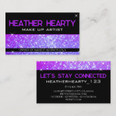 ラグジュアリーブライトガーリーパープルネオングリッターグラマー 名刺 (正面/裏面)