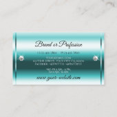 ラグジュアリーブライトティール（緑がかった色）グリッタールミナンススターズダイヤモンド 名刺 (裏面)