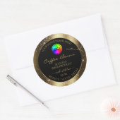 ラグジュアリーブラウングリッターフレーム製品ラベル(ロゴ付き) ラウンドシール (封筒)