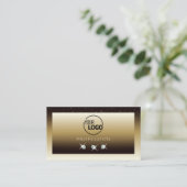 ラグジュアリーブラウンベージュグラデーションスパークルダイヤモンド追加ロゴ 名刺 (スタンド正面)