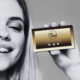 ラグジュアリーブラウンベージュグラデーションスパークルダイヤモンド追加ロゴ 名刺