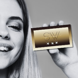 ラグジュアリーブラウンベージュスパーグラデーションクルダイヤモンドイニシャル 名刺